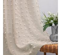 KOUFALL Cute Sheer Curtains 63 Inch Length for Bedroom 2 Panels Back Tab Rod Pocket Boho Earth Tone Neutral Curtains for Nursery,Taupe