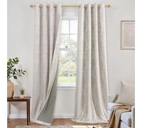 KOUFALL Damask Printed Blackout Curtains 96 Inch Long 2 Panel Set,Geometric Pattern Vintage Taupe Floral Block Print 8FT Length High End Floor to Ceiling Curtains Drapes for Living Room Bedroom