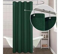KOUFALL Dark Green Waterproof Linen Fabric Shower Curtain for Bathroom 48x72 Inches Long