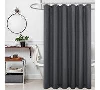 KOUFALL Dark Grey Shower Curtains for Bathroom Set with Hooks,Waterproof Linen Cloth Fabric Shower Curtain,Charcoal Grey,72x72 Inch