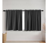 KOUFALL Dark Grey Small Curtains for Bathroom Windows Rod Pocket Storage Under Cabinet Covers for Kitchen Grey 24 Inch Length