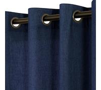 KOUFALL Dark Navy Blue Curtains 96 Inches Long for Living Room 2 Panel Set Bronze Gold Grommet Light Filtering Semi Sheer Indigo Curtain Drapes,52x96 in Length