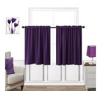 KOUFALL Dark Purple Curtains for Bathroom Window,Small Curtains for Kitchen,Royal Purple,30 Inch Length
