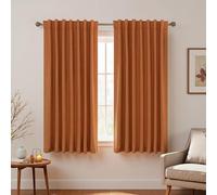KOUFALL Decorative Short Curtains for Windows,Fall Burnt Orange Bohemian Curtains for Bedroom Kitchen Bathroom Window