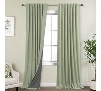 KOUFALL Extra Long 108 Inch Curtains Linen Blackout,Sage Green Thermal Heat Blocking Floor to Ceiling Curtain Drapes for Living Room 2 Panels Set