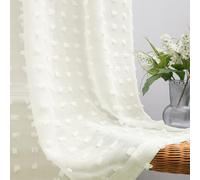 KOUFALL Farmhouse Curtains for Living Room Bedroom 84 Inches Long,Cream Sheer Curtains Drapes 84 Inch Length 2 Panels Set,Off White Ivory Colored