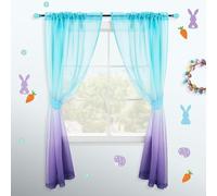 KOUFALL Faux Linen Two-Tone Rainbow Curtains 52x63 Green/Purple