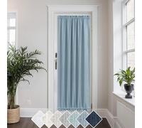 KOUFALL Front Door Curtains for Glass Door Curtains 52 Inches Wide by 72 Inches Long Light Filtering Privacy Protected Linen Blend Farmhouse Boho Panels Bonus Tie-Back 1 Panel Stone Blue