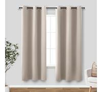 KOUFALL Greige Beige Curtains 63 Inch Length,Grommet Blackout Darkening Thermal Insulating Curtains 63 Inches Long 2 Panel Set for Bedroom Living Room,Tan Khaki Greyish Stone