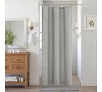 KOUFALL Grey Shower Curtain for Boys Kids,Waterproof Linen Fabric Liner Set with Hooks,Farmhouse Boho Modern Shower Curtains for Bathroom,Light Gray,36 x 72 Inch