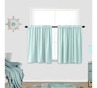 KOUFALL Heat Blocking Curtains for Bedroom Short,Blackout Insulated Thermal Summer Curtains for Living Room,Mint Green/Seafoam/Light Aqua Colored