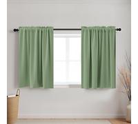 KOUFALL Kitchen Curtains 18 x 30 Inch Length,Not See Through Blackout Window Curtain Panels for Bathroom,Sage Green