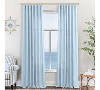 KOUFALL Light Blue Curtains 84 Inch Length for Bedroom,Baby Sky Blue Linen Semi Sheer Curtains 84 Inches Long for Living Room Nursery Girls Kids Room Set 2 Panels