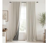 KOUFALL Linen Blackout Curtains 96 Inch Long 2 Panel Set, 8FT Floor to Ceiling, Oatmeal Beige Rustic Light Blocking Black Out Sliding Door Curtain Drapes for Living Room Bedroom, Cream