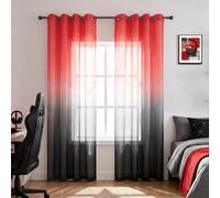 KOUFALL Red Curtains for Bedroom Living Room 84 Inches Long,Sheer Gothic Curtains for Black and Red Room Decor