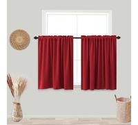 KOUFALL Red Kitchen Curtains 24 Inch Length Winter Insulated Thermal Blackout Tier Short Cafe Curtains for Bathroom Small Windows