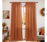 KOUFALL Retro 70s Curtains for Bedroom, Funky Sheer Curtains for Living Room, 90" Long, Burnt Orange