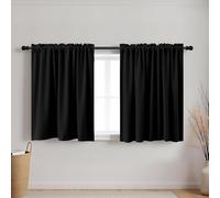 KOUFALL Rod Pocket Blackout Tier Short Curtains-Black-24x30