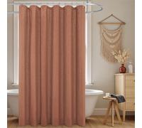 KOUFALL Rust Shower Curtain for Bathroom,Fabric Linen Boho Southwest Aztec Shower Curtain Set with Hooks,Terra Cotta Copper Clay