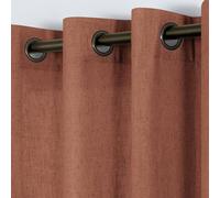 KOUFALL Rustic Curtains for Living Room,Sheer Linen Grommet Farmhouse Western Curtains for Bedroom,96 Inches Long 2 Panel Set,Rust Terracotta