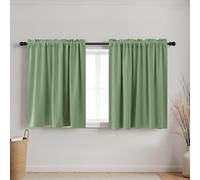 KOUFALL Sage Green Curtains 20 Inch Length for Bathroom Window 2 Pack Rod Pocket Room Darkening Cafe Curtain Tiers Blackout Light Green Short Curtains for Small Windows 24 by 20 in Long