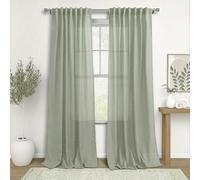 KOUFALL Sage Green Curtains 84 Inches Long for Bedroom 2 Panel Sets,Neutral Linen Boho Sheer Curtains for Living Room Window Baby Nursery,84 Inch Length,Grey Light Green