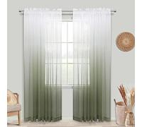 KOUFALL Sage Green Curtains Sheer 84 Inches Long Light Green and White Ombre Boho Curtains for Bedroom Living Room 2 Panels