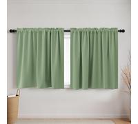 KOUFALL Sage Green Small Curtains for Bathroom Windows Rod Pocket Storage Under Cabinet Covers for Kitchen 24 Inch Length