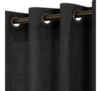 KOUFALL Sheer Black Curtains for Bedroom Living Room,Linen Boho Antique Gold Grommet Gothic Window Curtains 2 Panel Sets,84 Inches Long