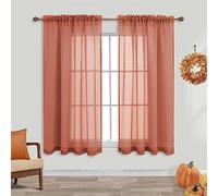 KOUFALL Short Curtains for Bedroom,Sheer Boho Kitchen Curtains 45 Inch Length,Rust Orange Terracotta