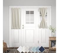 KOUFALL Sidelight Curtains - 40 Inch Length Light Filtering French Door Linen Curtains for Front Door Including Bonus Adjustable Tieback - 25 by 40 Inches Long Single Panel Cream Colored