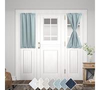 KOUFALL Sidelight Curtains 40 Inch Length Light Filtering French Door Short Linen Curtains for Front Door Including Bonus Adjustable Tieback 25 by 40 Inches Long Single Panel Sea Green Seafoam