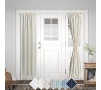 KOUFALL Sidelight Door Curtains 72 Inches Long for Side Windows Linen Blend Privacy Protect Light Filtering French Door Side Curtain Panels Bonus Adjustable Tie Back 25x72 Inch Length 1 Panel Cream
