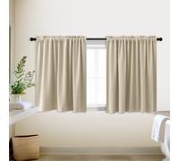 KOUFALL Small Window Curtains for Bathroom, Thermal Winter Insulated Short Curtain for Bedroom Kitchen, Wide 34 x Length 24 Inch,Beige