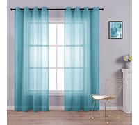 KOUFALL Teal Curtains 84 Inch Length for Living Room 2 Panels Set,Sheer Grommet Beach Curtains for Bedroom Girls,52x84 Inches Long,Dark Teal