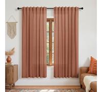 KOUFALL Terra Cotta Curtains 63 Inch Length for Bedroom,Sheer Linen MCM Boho Abstract Mid Century Modern Curtains for Living Room,Rust Terracotta