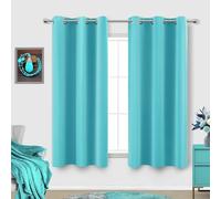 KOUFALL Turquoise Curtains for Bathroom Window Blackout Kitchen 2 Panels Set Light Teal Room Decor Short Curtains for Small Windows, 34x45