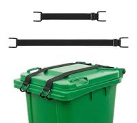 KOUISYY 2 Pack Metal Double Claw Trash Can Lid Lock, Adjustable Raccoon Proof Garbage Can Straps for Outdoor Bins, Heavy Duty Universal Animal Proof Trash Bin Tie Down Band, Fits 28-96 Gallon
