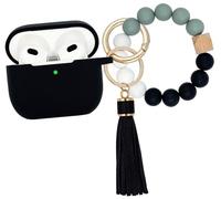 KOUJAON AirPods 3 Case Cover, Soft Silicone Skin Case for AirPods 3rd Generation with Bracelet Keychain Cute Apple Airpod 3 Cover for Women Girls (Black)