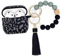 KOUJAON Compatible with AirPods 4 Case Cover, Soft Silicone Protective Cover with Bracelet Keychain, Compatible with Apple AirPods 4th Generation Wireless Earbuds (Grey Cheetah)