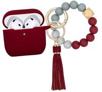 KOUJAON Compatible with AirPods 4 Case Cover, Soft Silicone Protective Cover with Bracelet Keychain, Compatible with Apple AirPods 4th Generation Wireless Earbuds (Burgundy)