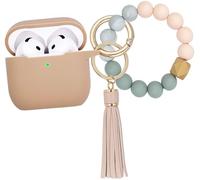 KOUJAON Compatible with AirPods 4 Case Cover, Soft Silicone Protective Cover with Bracelet Keychain, Compatible with Apple AirPods 4th Generation Wireless Earbuds (Milk Tea)