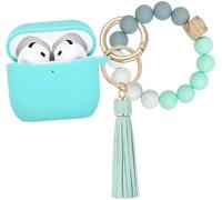 KOUJAON Compatible with AirPods 4 Case Cover, Soft Silicone Protective Cover with Bracelet Keychain, Compatible with Apple AirPods 4th Generation Wireless Earbuds (Mint Green)