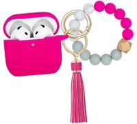 KOUJAON Compatible with AirPods 4 Case Cover, Soft Silicone Protective Cover with Bracelet Keychain, Compatible with Apple AirPods 4th Generation Wireless Earbuds (Hot Pink)