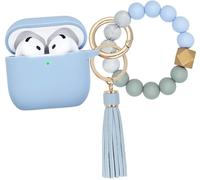 KOUJAON Compatible with AirPods 4 Case Cover, Soft Silicone Protective Cover with Bracelet Keychain, Compatible with Apple AirPods 4th Generation Wireless Earbuds (Sky Blue)