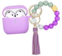 KOUJAON Compatible with AirPods 4 Case Cover, Soft Silicone Protective Cover with Bracelet Keychain, Compatible with Apple AirPods 4th Generation Wireless Earbuds (Light Purple)