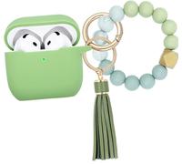 KOUJAON Compatible with AirPods 4 Case Cover, Soft Silicone Protective Cover with Bracelet Keychain, Compatible with Apple AirPods 4th Generation Wireless Earbuds (Light Green)
