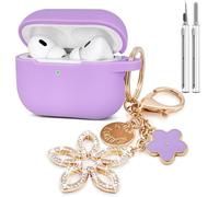 KOUJAON Compatible with AirPods Pro 2nd Generation Case with Cleaner Kit, Silicone Protective Case for Apple AirPod Pro 2nd/1st Earbuds Wireless Charging Cases with Bling Keychain (Light Purple)