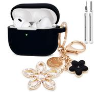 KOUJAON Compatible with AirPods Pro 2nd Generation Case with Cleaner Kit, Silicone Protective Case for Apple AirPod Pro 2nd/1st Earbuds Wireless Charging Cases with Bling Keychain (Black)