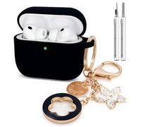 KOUJAON Compatible with AirPods Pro 3 Case Cover 2025 with Bling Keychain Cleaner Kit Silicone Case for AirPods Pro 3rd Generation Wireless Earbuds (Black)